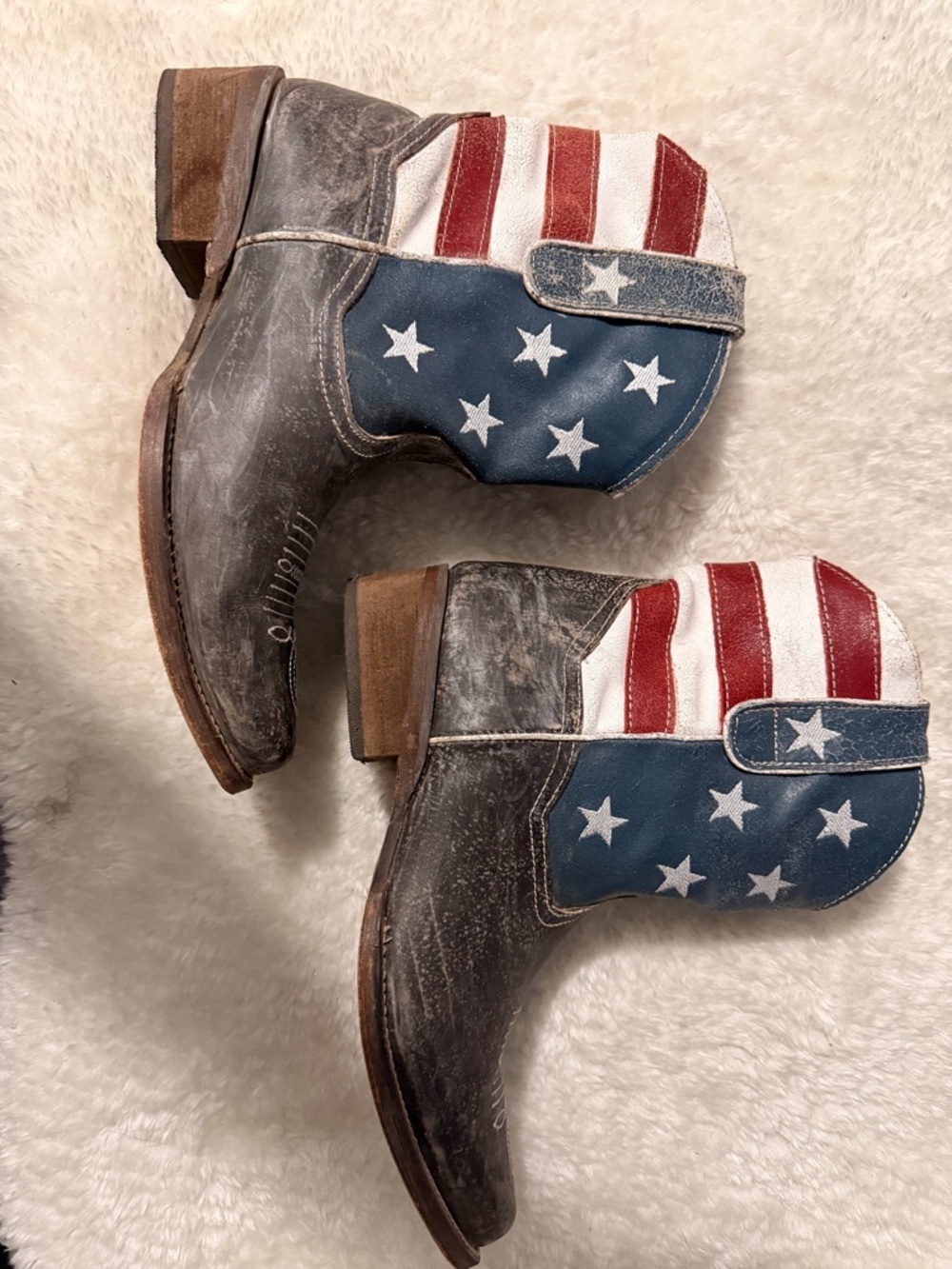 Roper American Flag Western Ankle Boots - Red White Blue